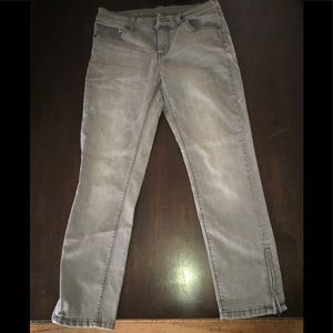 Grey Crop Fitted Jeans